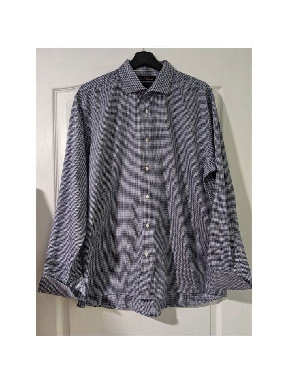Ben Sherman | Navy Gingham Shirt with French Cuffs